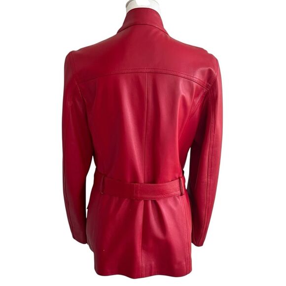 Parri's Italian Red Leather Jacket Size M Emily In Paris Emily Cooper Inspired - Picture 4 of 10